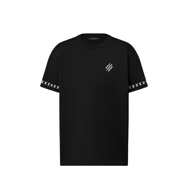 lv louis vuitton cuff logo jacquard knit short sleeve t-shirt